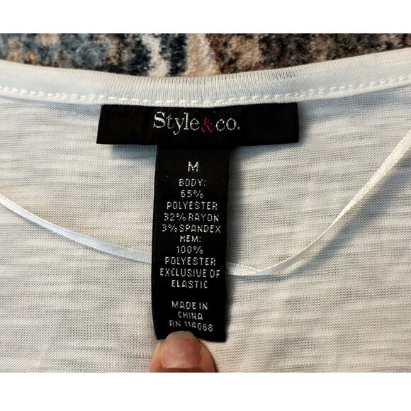 Style & Co. White Scoop Neck Blouse Womens Size M NWT - Picture 2 of 7